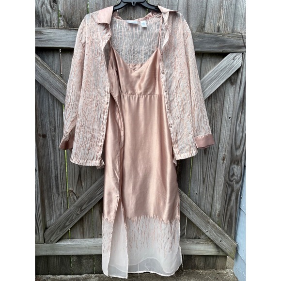 Cabernet Other - Cabernet Sleepwear Womens Large Rose Gold 2 Piece Nightgown and Robe Set Pink